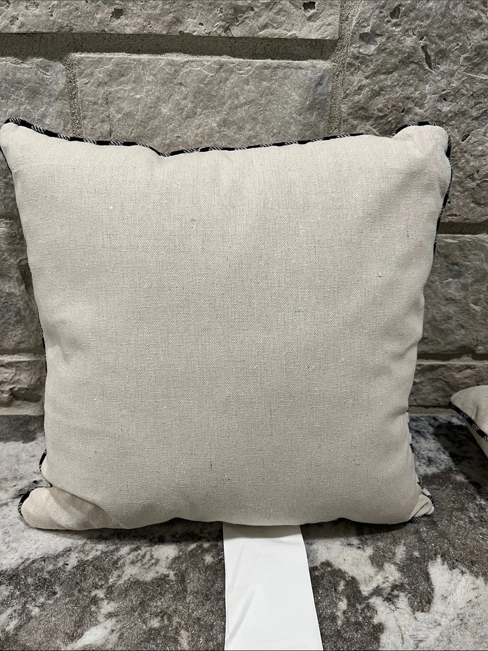 NEW Pair of Pier 1 Black and Cream Gingham Bunny Accent Pillows